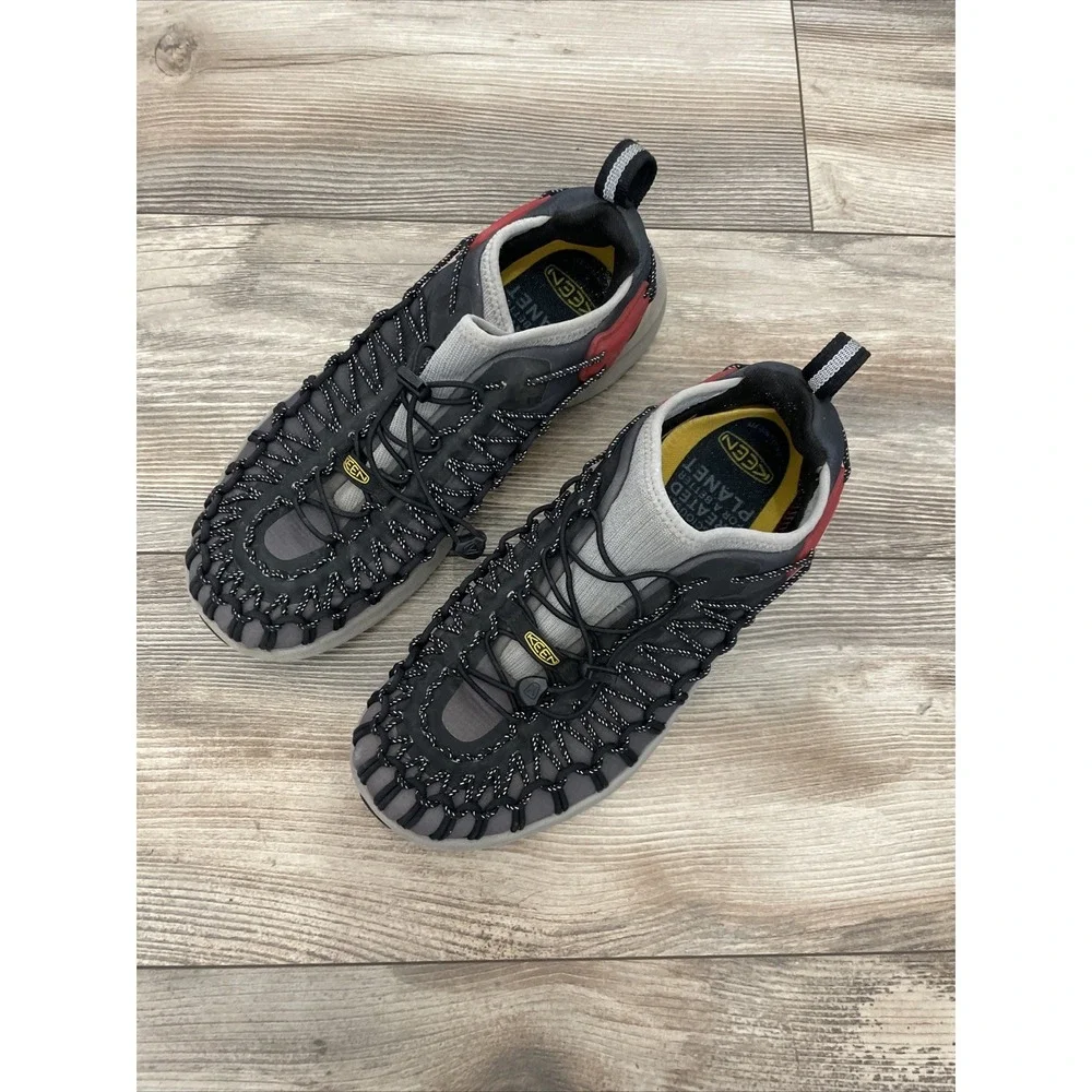 Keen Uneek SNK Sneaker Sandals Mens 8.5 Black Braided Cord Hiking Shoes
